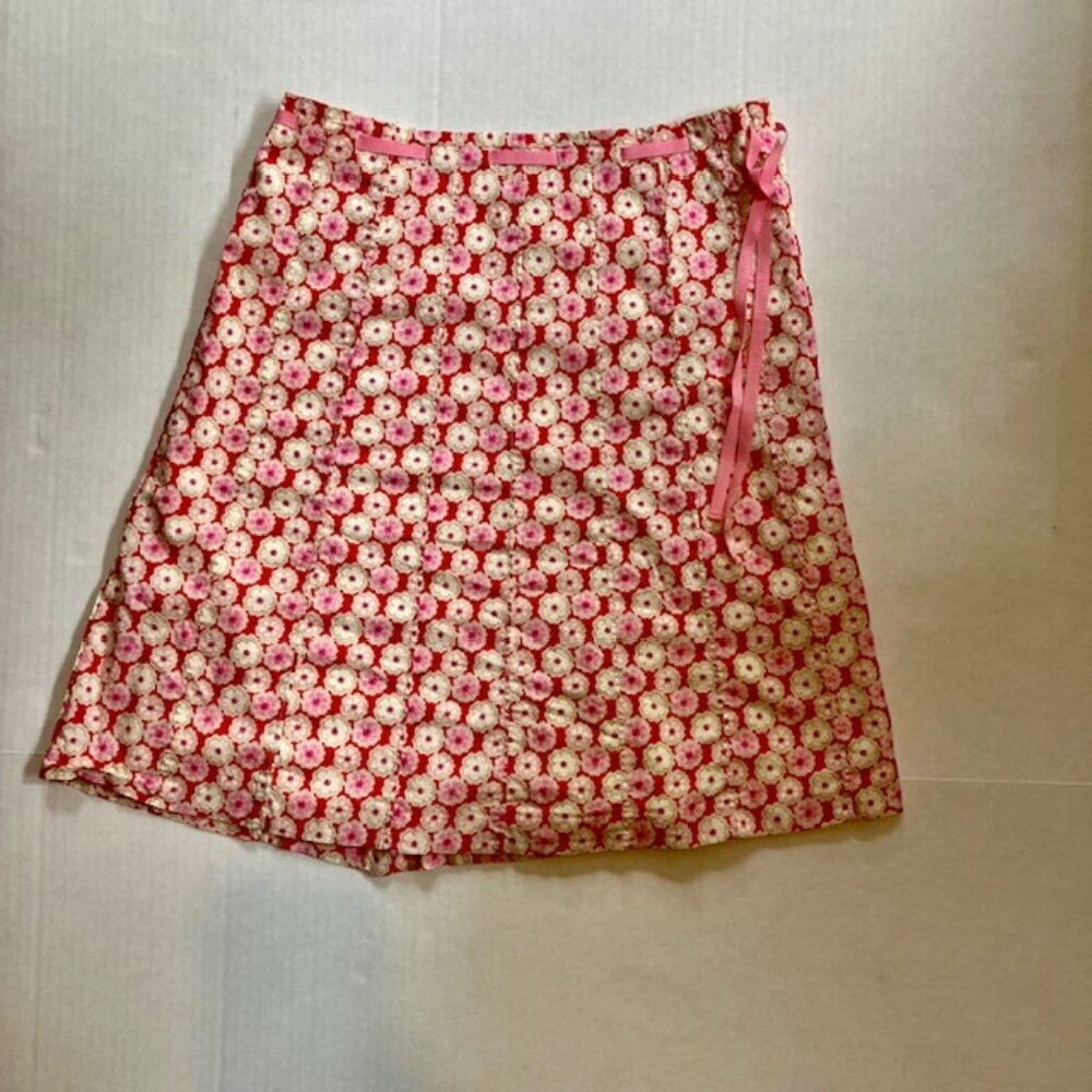 J Crew floral pink skirt cotton ribbon belt size 2